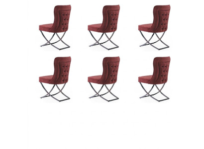 Sala de estar 6 sillas muebles de diseño de acero inoxidable silla tapizada estilo italiano