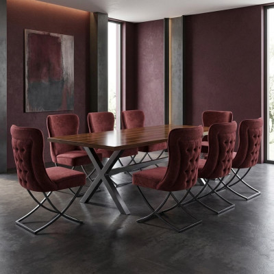 Conjunto de sillas de diseño 8 sillas de tela Grupo de sillas tapizadas para comedor de hostelería.