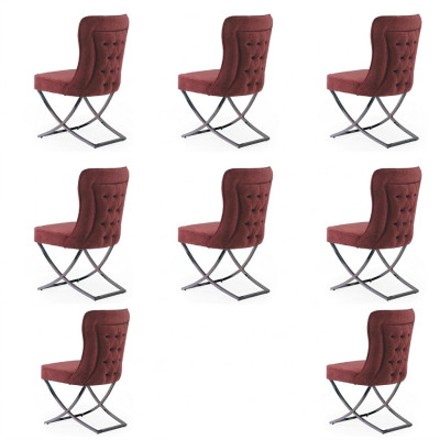 Conjunto de sillas de diseño 8 sillas de tela Grupo de sillas tapizadas para comedor de hostelería.