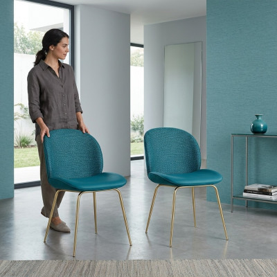 2x Grupo de sillas Sillas Conjunto Textil Tela Nuevo Tapizado Comedor