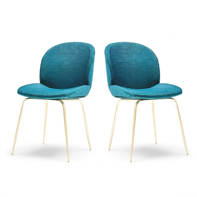 2x Grupo de sillas Sillas Conjunto Textil Tela Nuevo Tapizado Comedor