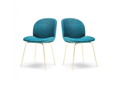 2x Grupo de sillas Sillas Conjunto Textil Tela Nuevo Tapizado Comedor