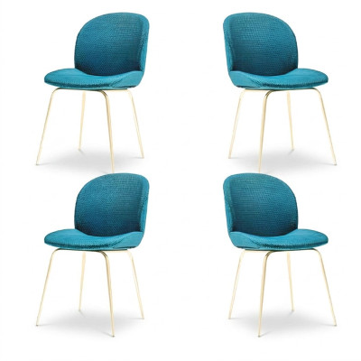 Sillas de comedor acolchadas 4x conjunto de sillas de tela de diseño