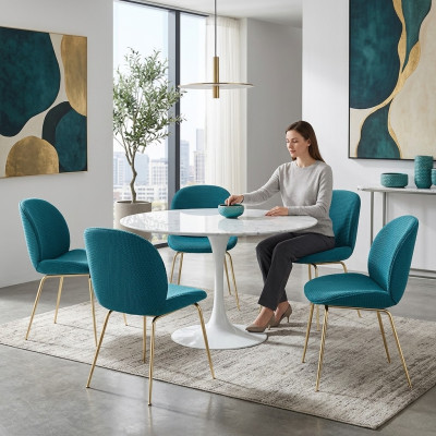 Sillas verdes 6x de lujo modernas sillas de comedor silla de asiento moderna de madera.