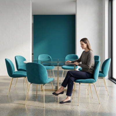 Diseño conjunto de sillas 8x sillón textil sillas de comedor tapizadas de tela nuevas.