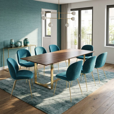 Diseño conjunto de sillas 8x sillón textil sillas de comedor tapizadas de tela nuevas.