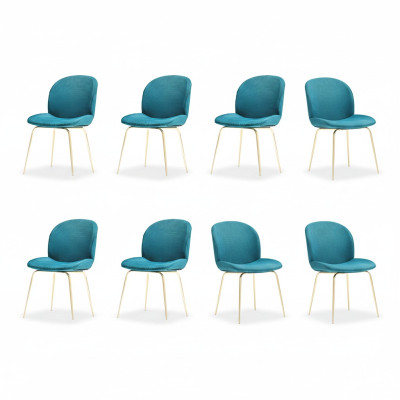 Diseño conjunto de sillas 8x sillón textil sillas de comedor tapizadas de tela nuevas.