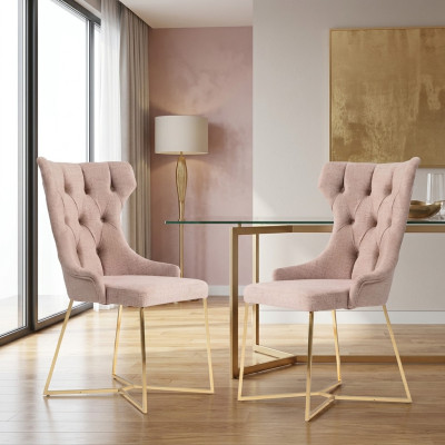 Silla Chesterfield, set de grupo 2x sillón de respaldo, tapizado de terciopelo.