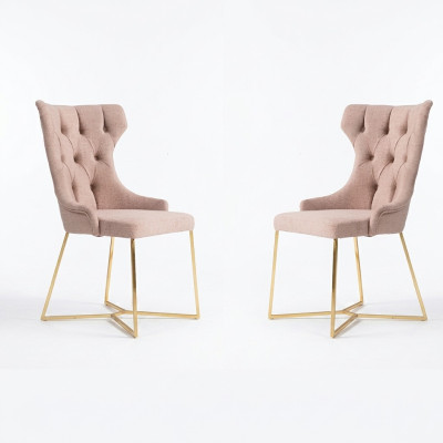 Silla Chesterfield, set de grupo 2x sillón de respaldo, tapizado de terciopelo.