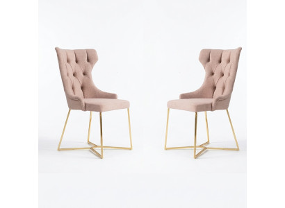 Silla Chesterfield, set de grupo 2x sillón de respaldo, tapizado de terciopelo.
