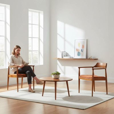 Grupo de comedor. Conjunto de sillas. 4 sillas. Asiento acolchado. Madera maciza.