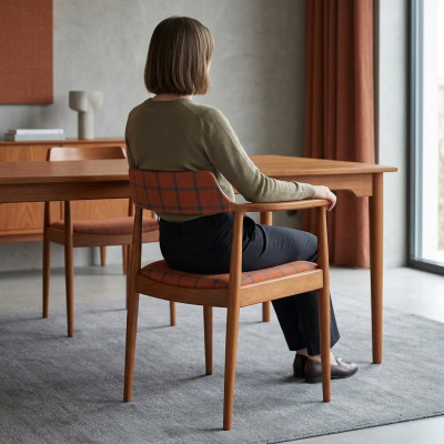 Set de 6 sillas de lujo, diseño acolchado de madera maciza para oficina o comedor.