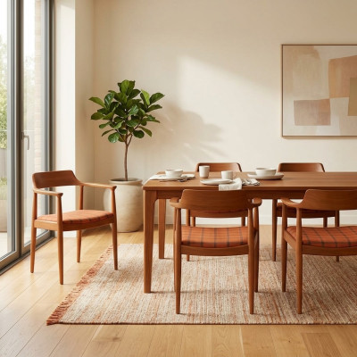 Set de 6 sillas de lujo, diseño acolchado de madera maciza para oficina o comedor.