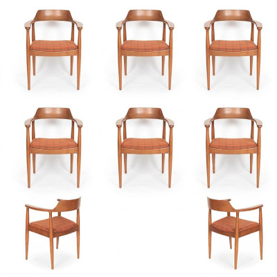 Set de 6 sillas de lujo, diseño acolchado de madera maciza para oficina o comedor.