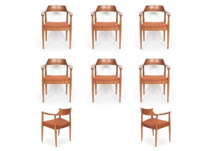Set de 6 sillas de lujo, diseño acolchado de madera maciza para oficina o comedor.