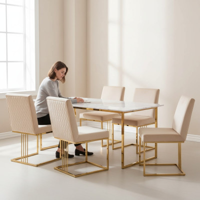 Diseño Juego de sillas 4x Sillón Textil Sillas Tela Comedor Nuevo Tapizado