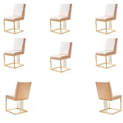 Set 6x sillas de diseño de metal y tela para silla de comedor mobiliario de restaurante.