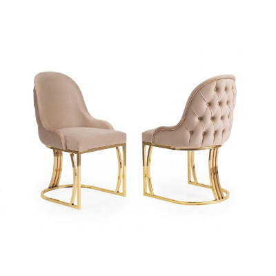 Sillas de comedor de madera, silla de lujo beige estilo italiano para sala de estar.