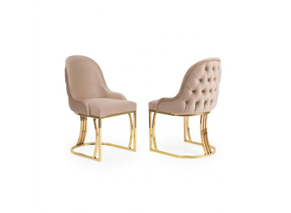 Sillas de comedor de madera, silla de lujo beige estilo italiano para sala de estar.
