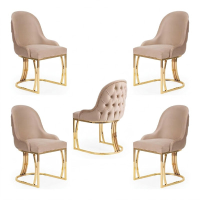 Comedor textil conjunto de diseño de silla de gastronomía 4x sillas tapizadas de tela.