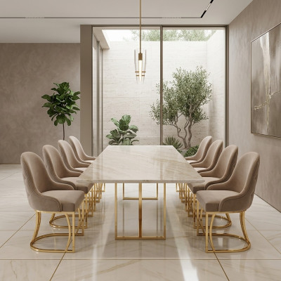 Diseño de silla Set 8x sillón acero inoxidable textil tapizado sillas comedor.