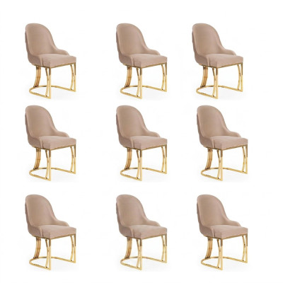 Diseño de silla Set 8x sillón acero inoxidable textil tapizado sillas comedor.