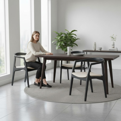 Conjunto de 2 sillas de madera maciza de tela de diseño para comedor y sala de estar.