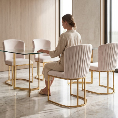 Silla 4x sillas grupo set sala de estar conjunto estilo textil moderno