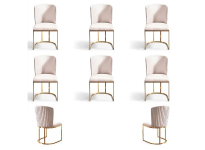 Silla de comedor Diseñador Sillas Nuevo Juego de 6x Silla de tela de madera maciza
