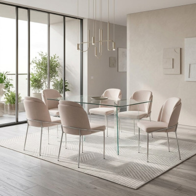 Silla 6x sillas de comedor sillón diseño de salón muebles de acero inoxidable
