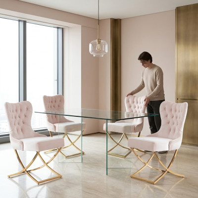 Silla de comedor Juego de sillas de comedor de cocina Conjunto de 4 sillas de acero inoxidable textiles.