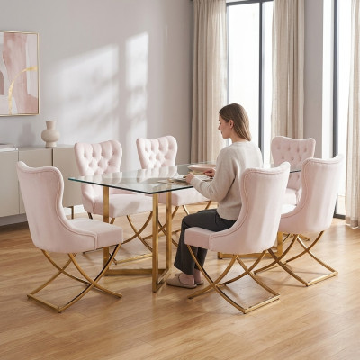 Conjunto de sillas 6x diseño acolchado grupo de asientos de salón mobiliario sillas