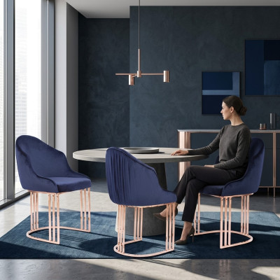 Diseñador de sillón con respaldo, asiento de lujo para el comedor, 2 sillas tapizadas en tela.