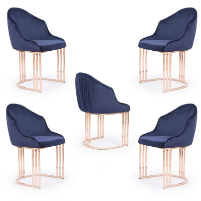 Sillón de diseñador de lujo para comedor, 4 sillas acolchadas de tela modernas.