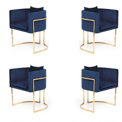 Silla 4x Silla tapizada Salón de televisión Conjunto de club de salón Asiento Sillón Ess