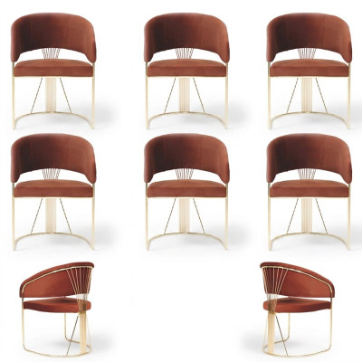 Diseño de cojines Asiento de 6 sillas Conjunto de grupo Sillón de lujo Lounge Set.