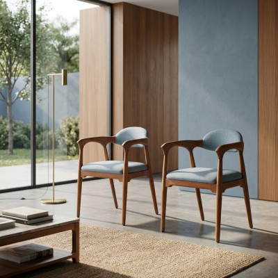 Conjunto de sillas de diseñador para comedor, con respaldo acolchado y asiento.