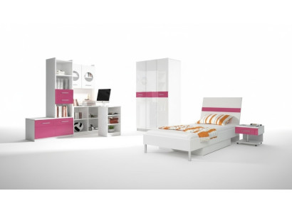 Habitación infantil rosa niña armario cama mesa madera 5 piezas dormitorio