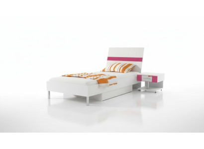 Cama + mesita de noche Dormitorio juvenil Habitación infantil Set de muebles Rosa 2 piezas.