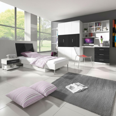 Conjunto de 2 piezas para habitación infantil Cama alta Armario Lacado juvenil Muebles nuevos