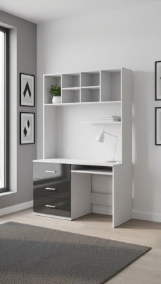 Escritorio negro mesa oficina habitación infantil juvenil mesas nuevas de alto brillo.
