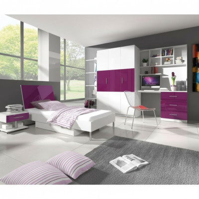 Cama + mesita de noche Muebles de habitación infantil Cama Cuna Mesita de noche 2 piezas Lila Nuevo