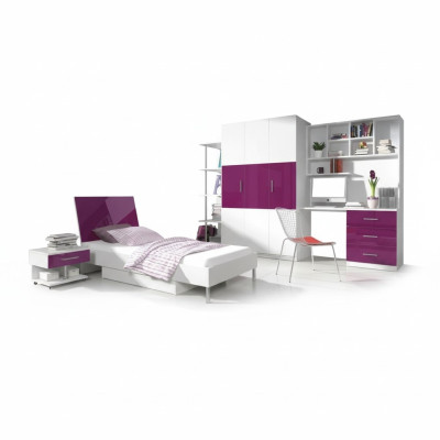 Cama + mesita de noche Muebles de habitación infantil Cama Cuna Mesita de noche 2 piezas Lila Nuevo