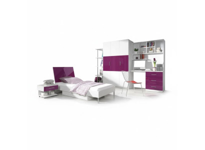 Cama + mesita de noche Muebles de habitación infantil Cama Cuna Mesita de noche 2 piezas Lila Nuevo