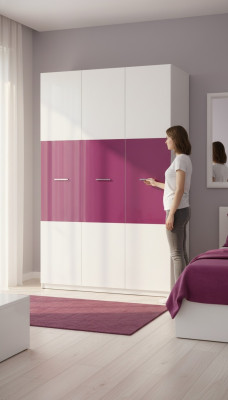 Armario armario infantil unisex muebles dormitorio infantil lila blanco