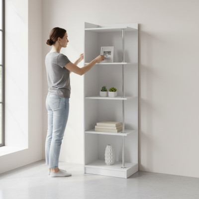 Estantería esquinera de madera blanca para habitación infantil juvenil