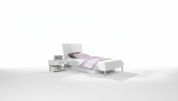 Cama + mesita de noche - Muebles de dormitorio infantil Cama blanca de 2 piezas