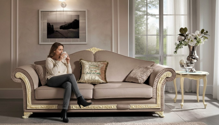 Sofá de 3 plazas Muebles de lujo Sala de estar Clásico de tres plazas diseño italiano