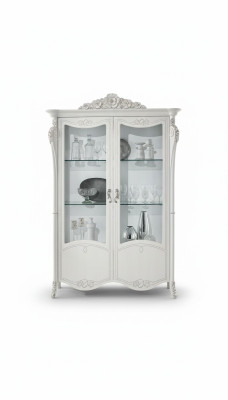 Vitrina Blanca Mueble de Vidrio Diseño Clásico Armario de Lujo Muebles de Madera Vitrinas Nuevas