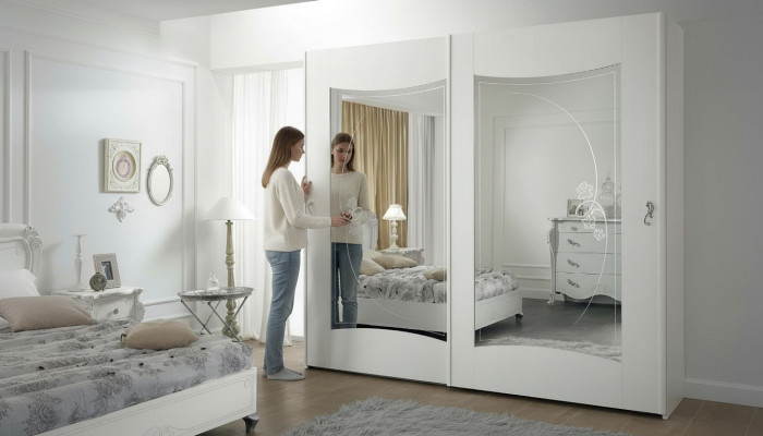 Armario blanco Lujo Muebles italianos Diseño de dormitorio Armario